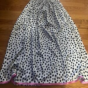 White and Black Polka Dot Maxi Skirt Pink‎ Trim Made in Australia